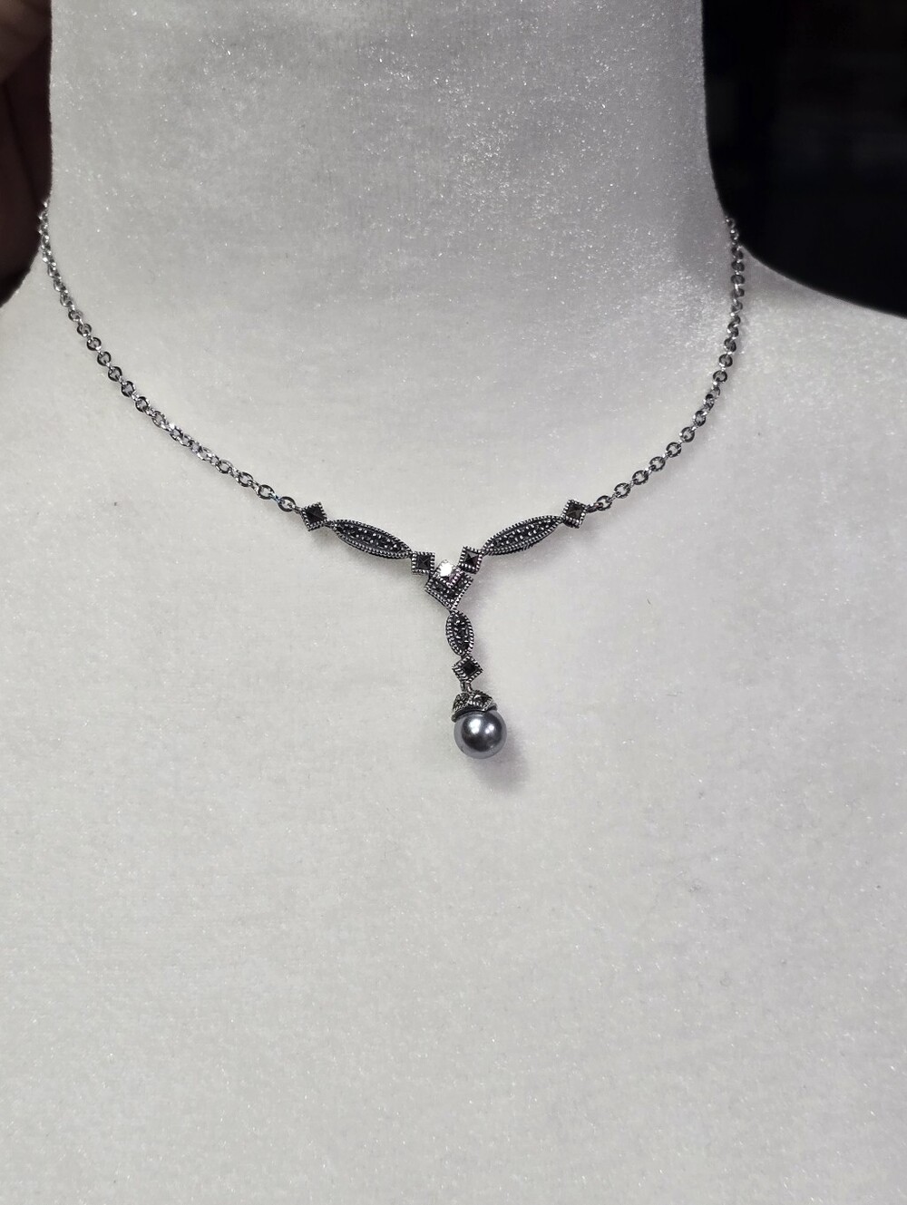 Judith Jack Sterling, Pearl And Marcasite  Necklace
